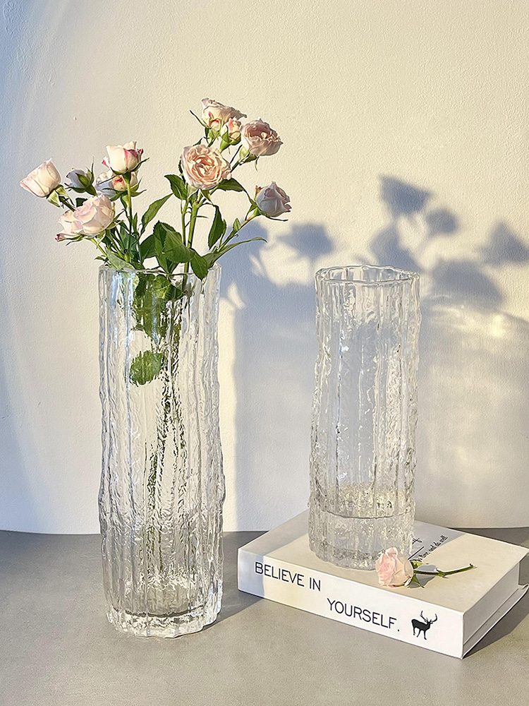 北歐極簡風冰川花瓶 透明玻璃插花客廳餐桌擺件