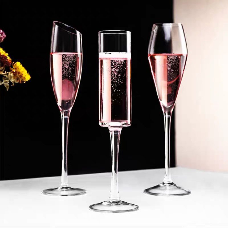 歐式粉嫩水晶玻璃香檳杯 起泡酒杯婚禮創意氣泡酒杯甜酒杯