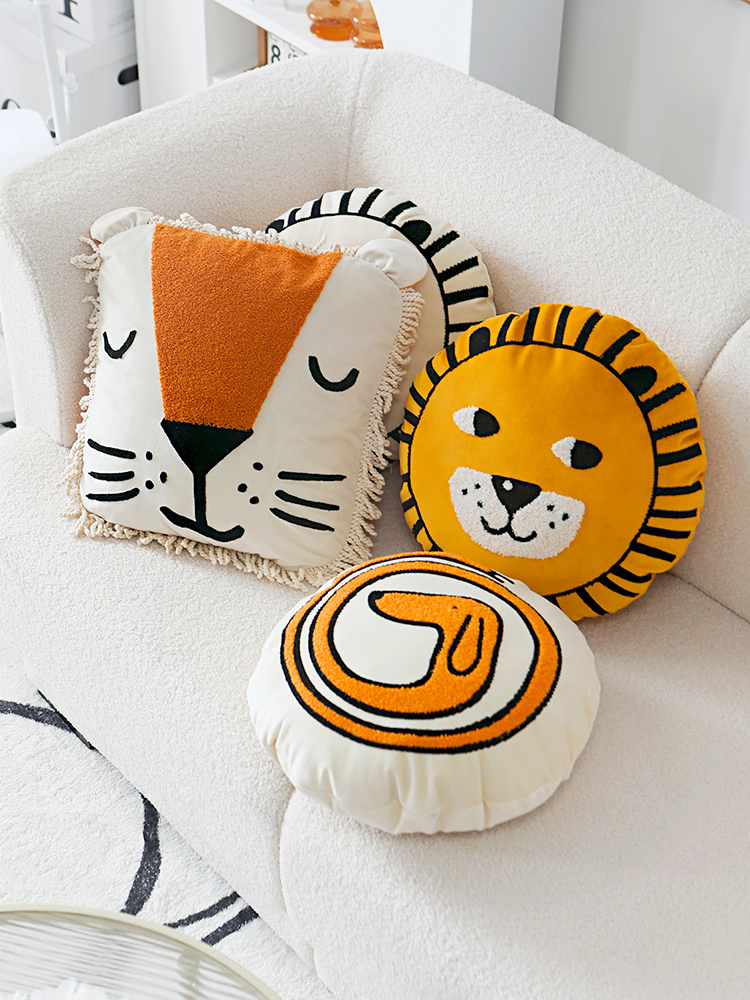 可愛動物 ins風現代簡約獅子沙發抱枕套靠枕