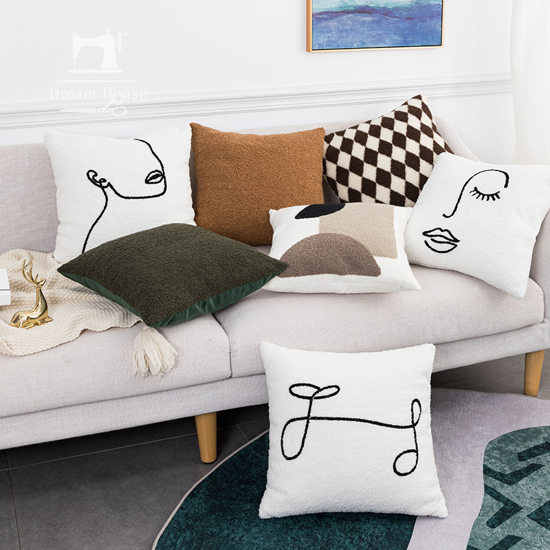 風格抱枕套 北歐ins風藝術奶油色沙發靠墊單獨枕套不含芯