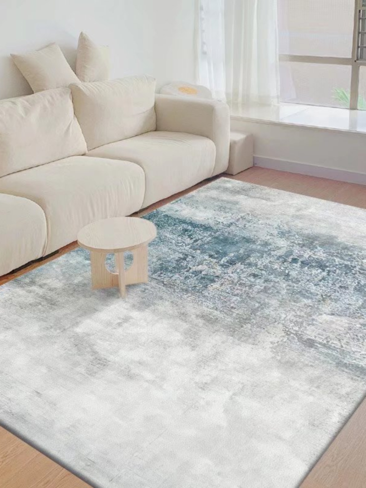仿羊絨侘寂風地毯 輕奢大地色加厚客廳地毯 北歐簡約沙發地墊
