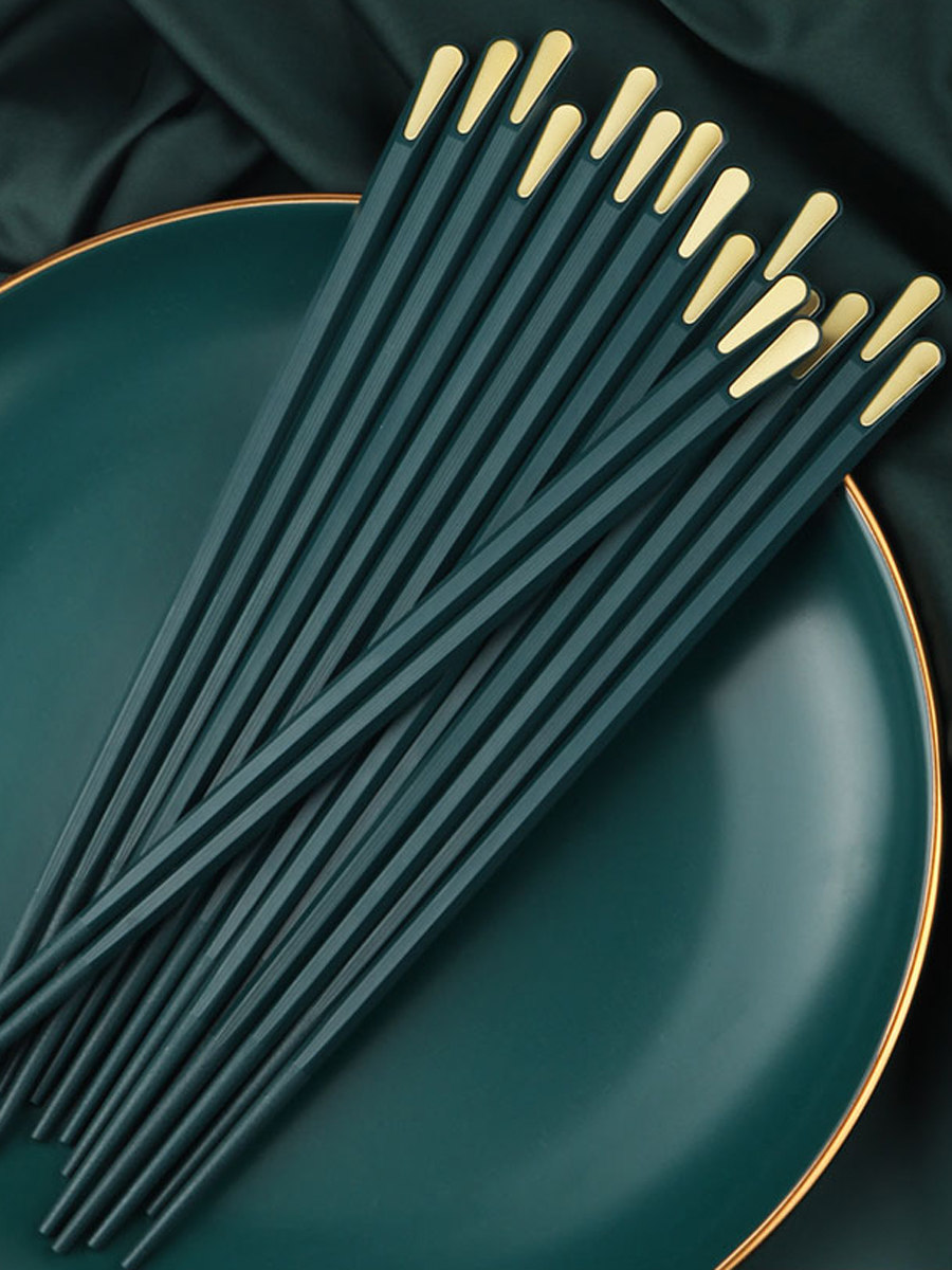 北歐風筷子 簡單大氣 綠色不鏽鋼餐具 高顏值網紅款