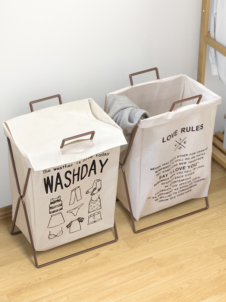 簡約日式髒衣籃 收納筐 家用可摺疊帶蓋洗衣籃 臥室商用大眾使用