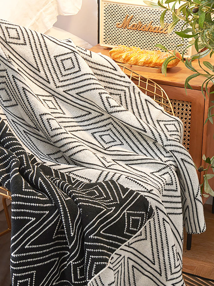 北歐風灰色針織小毛毯 午睡沙發毯 100其他材質 可裝飾臥室