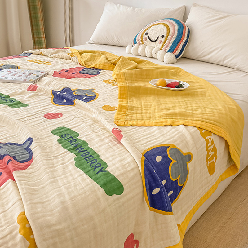 純棉六層紗布毛巾被夏涼被 夏季床蓋兒童小毯子 100全棉輕薄透氣