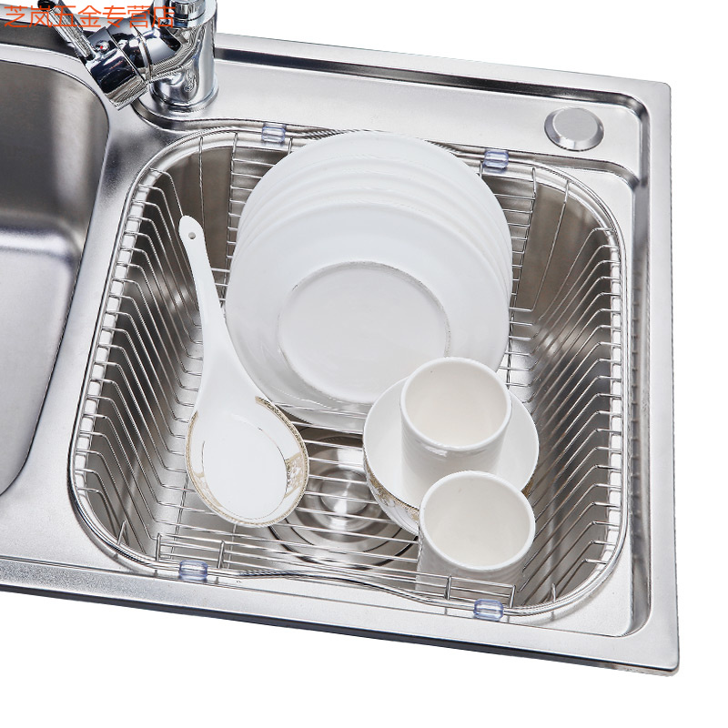 日式風格304不鏽鋼瀝水架 可伸縮濾水籃 洗碗碟置物架2