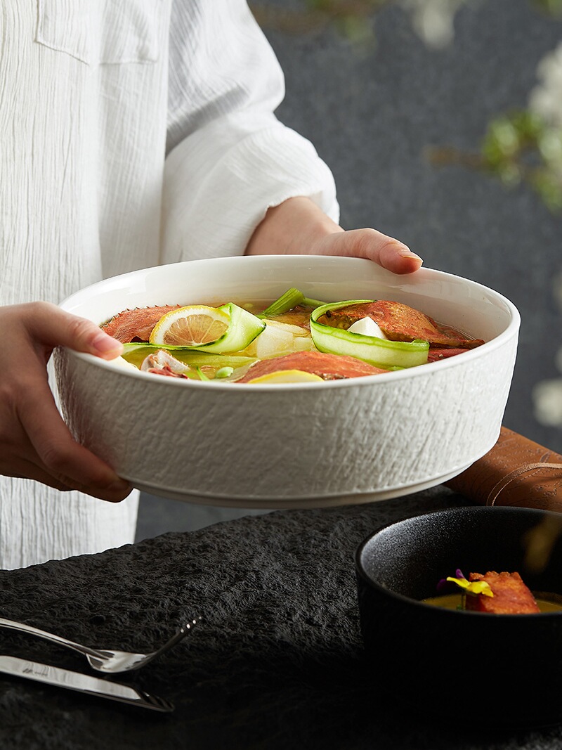 日式大號湯碗 簡約陶瓷碗盆 耐高溫 創意拉麵碗 高級感 家用酸菜魚湯盆 (2.3折)
