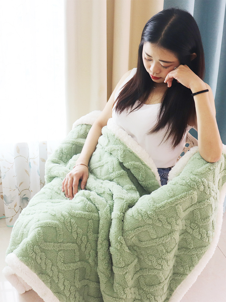 冬季午休沙發蓋毯空調毯子 辦公室午睡毯羊羔絨雙層加厚披肩小毛毯