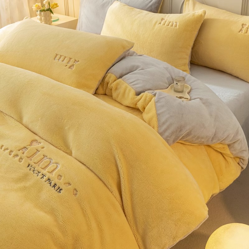 加厚牛奶絨四件套床品 保暖舒適法蘭絨面被套床單床笠