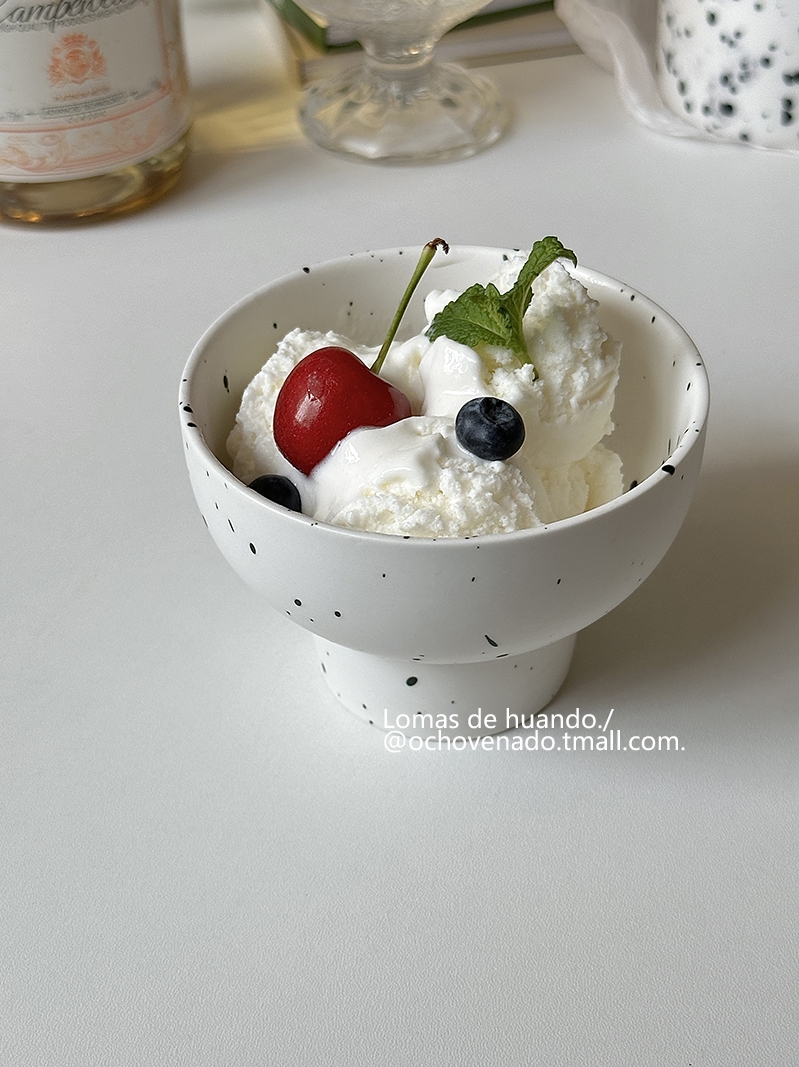 美式潑墨陶瓷雪糕碗 抹茶綠簡約冰淇淋碗 甜品蛋糕小碗 燕窩碗 (8.3折)