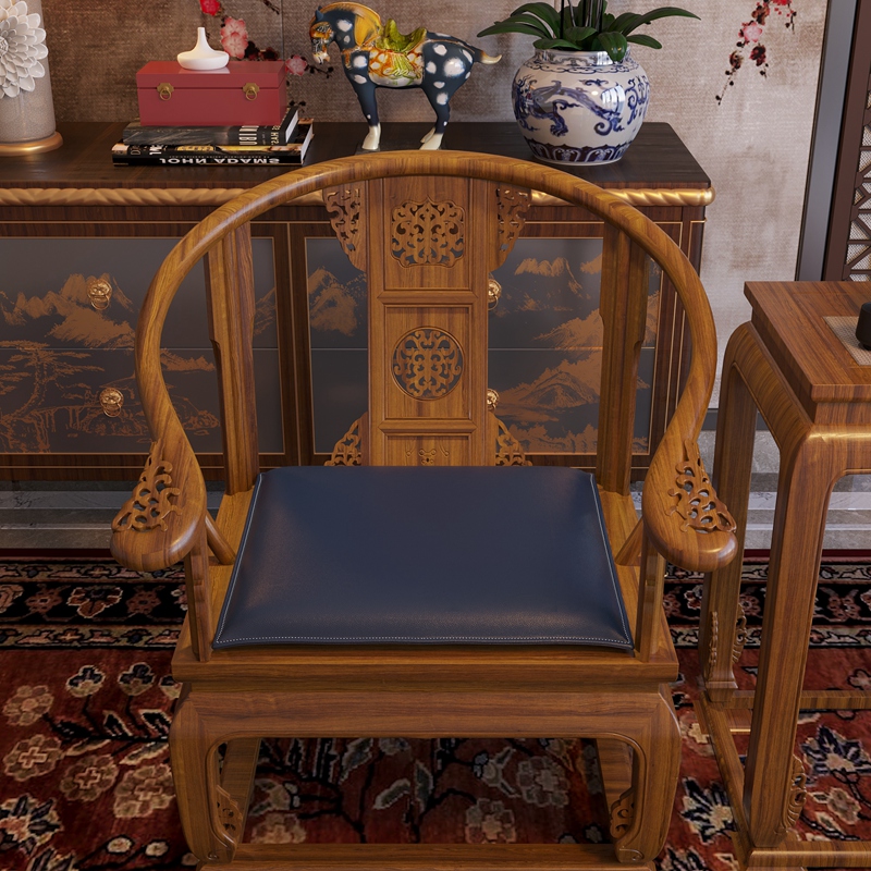 新中式皮革椅墊坐墊純色中式太師椅春秋茶椅墊 (8.2折)