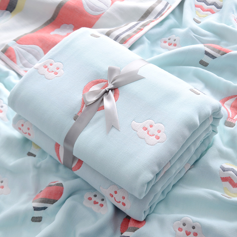 柔軟溫暖純棉六層紗布毛巾被 嬰兒兒童午睡毯 夏季空調毯