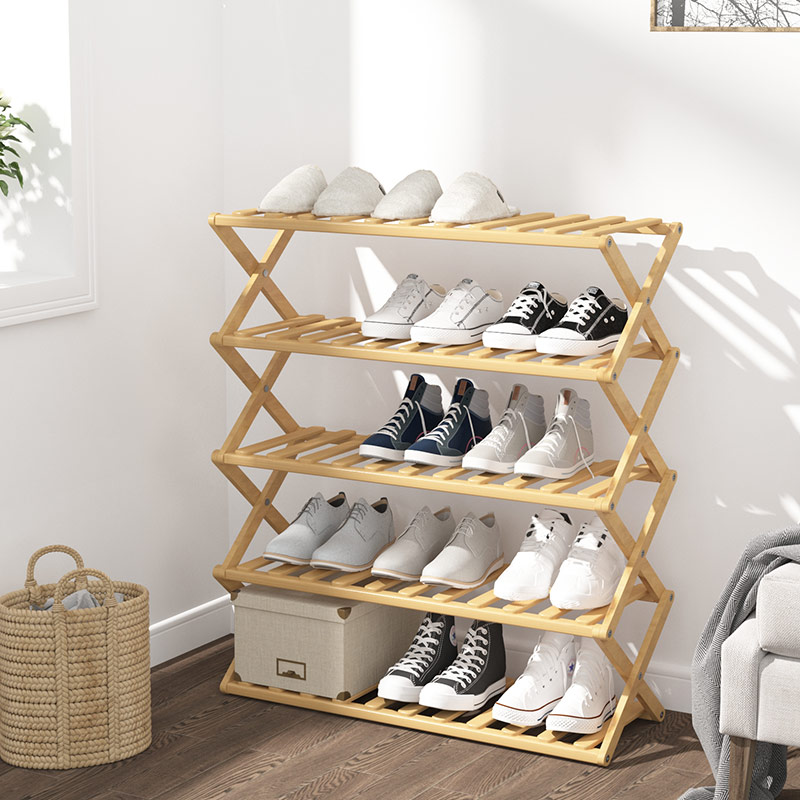 歐式風格竹製鞋架 宿舍臥室小窄門口鞋櫃 簡易多層收納