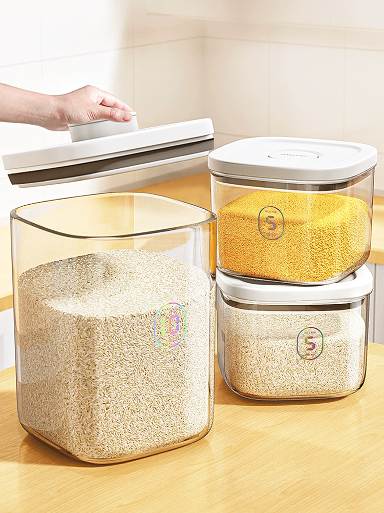 日式風格塑料米缸按壓開蓋防蟲防潮避光10斤20斤容量可選