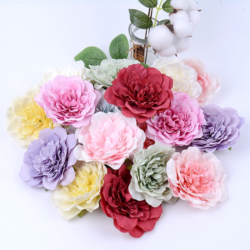 小清新色系 仿真牡丹花頭 絹布假花手工材料 裝飾花卉