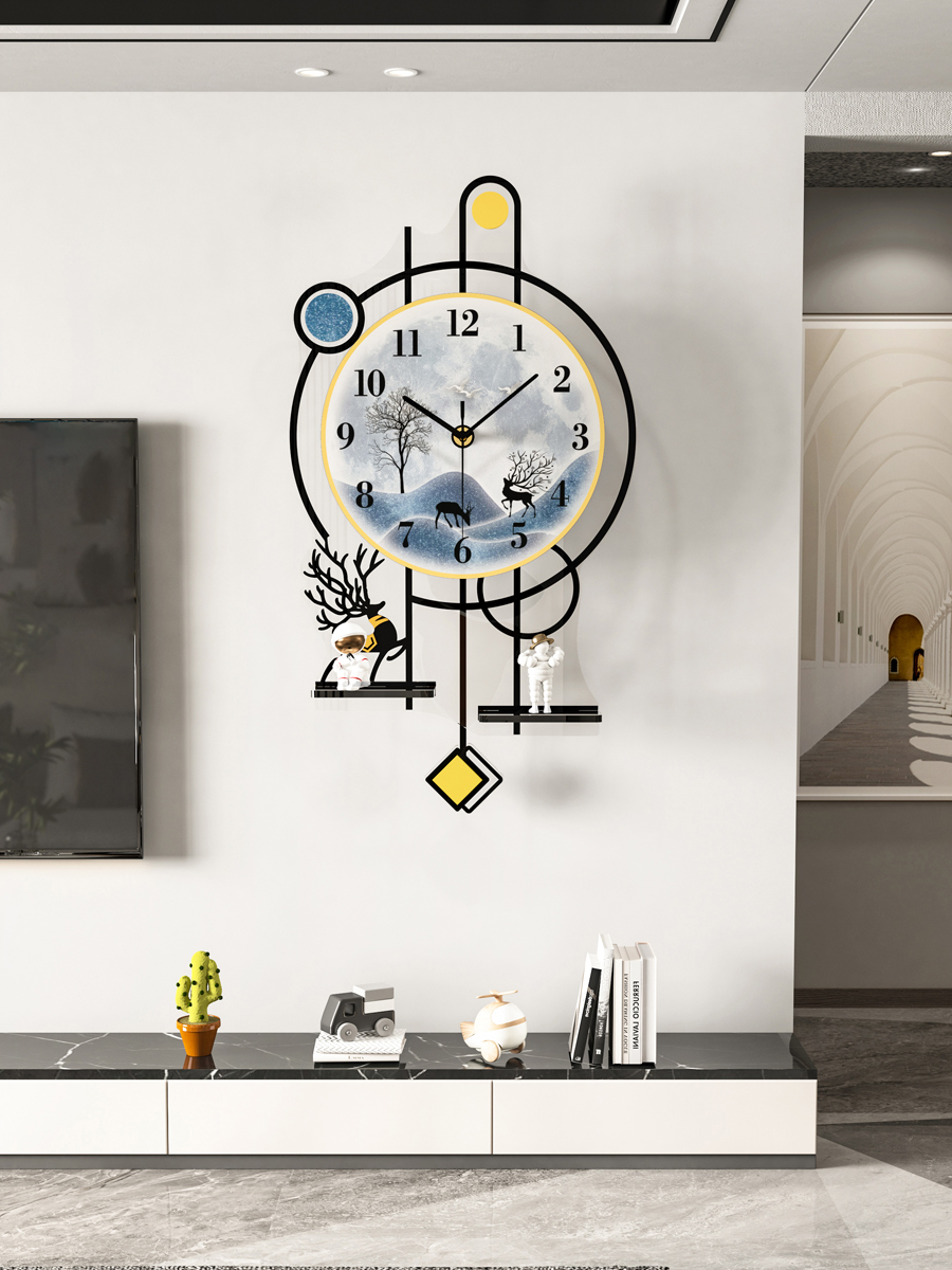 客廳掛鐘簡約現代風格大氣創意掛牆時鐘餐廳畫