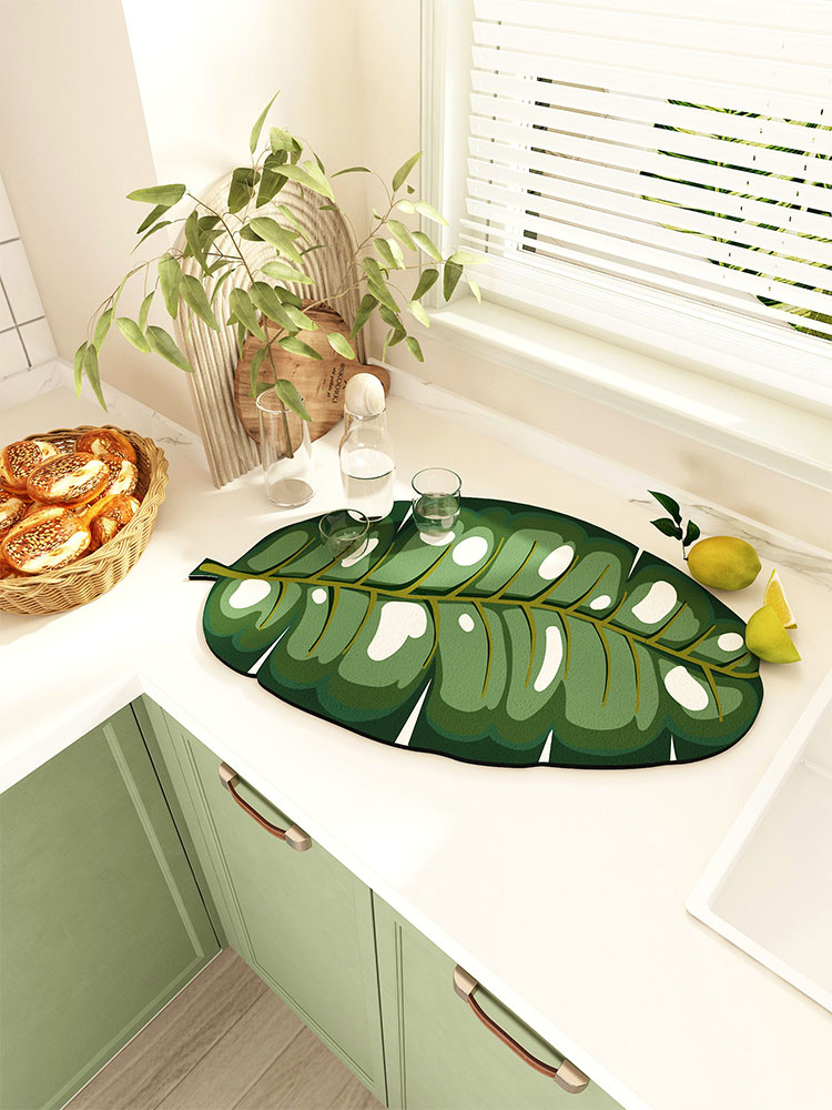 北歐綠植餐桌墊珪藻土廚房防燙吸水墊瀝水墊快乾