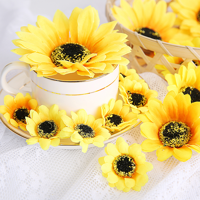 仿真花假花絹花 向日葵花朵花頭 可用於製作花環 拍攝道具