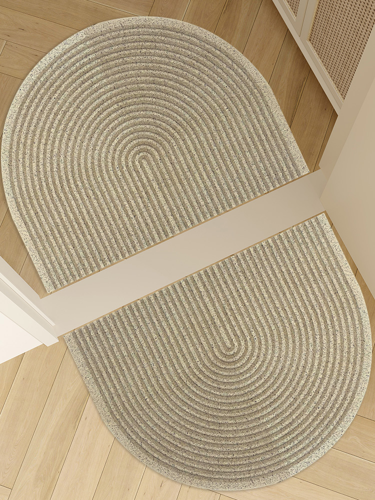 日式侘寂風半圓形入戶地墊 絲圈材質室內室外門廳除塵蹭腳墊