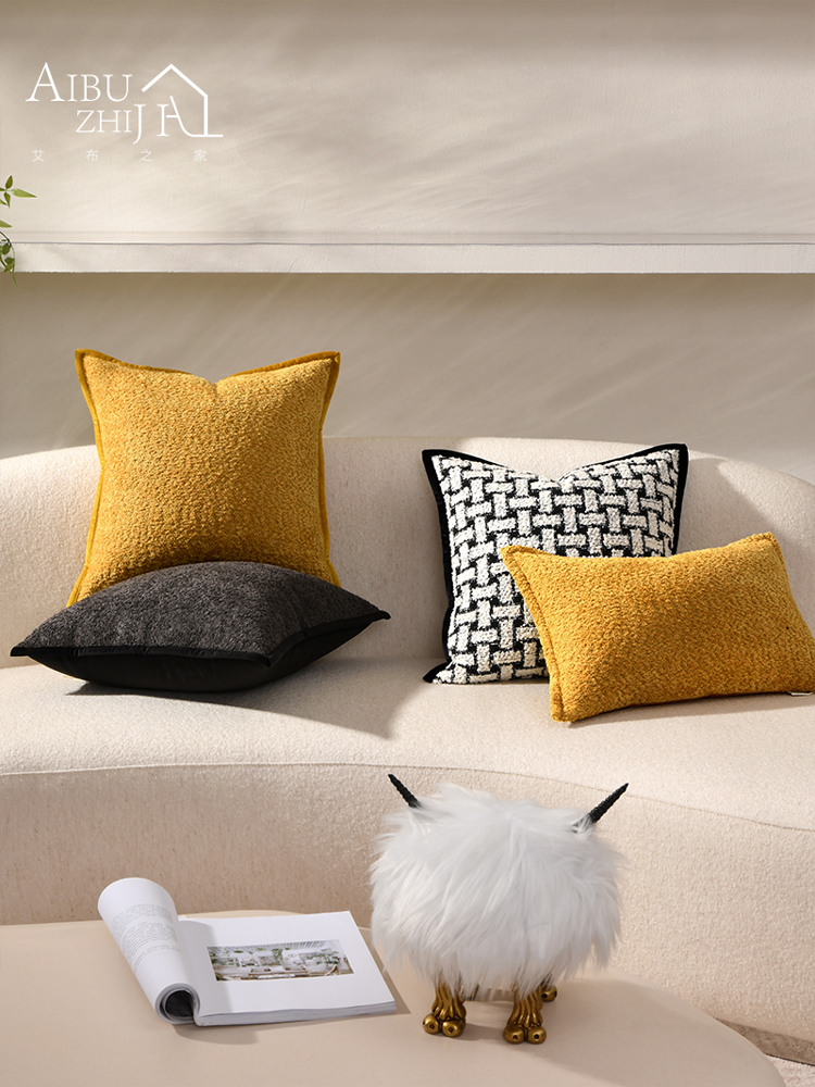 雪尼爾純色簡約客廳沙發抱枕靠枕現代極簡高級意式輕奢風格 (2.3折)
