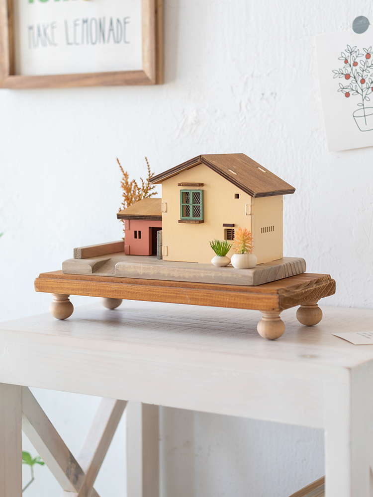 北歐風木質小木屋擺件發光微縮模型適合兒童房裝飾 (6.9折)