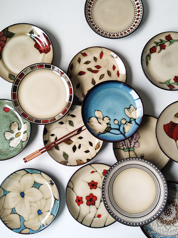 復古陶瓷餐盤 異域風情深淺盤 陶瓷家用水果盤