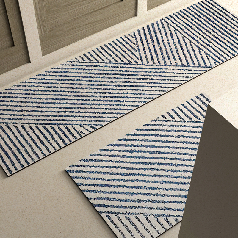 廚房地墊 皮革材質 現代風格 廚房抽象線條 可擦可洗 免洗防油地毯 (8.3折)