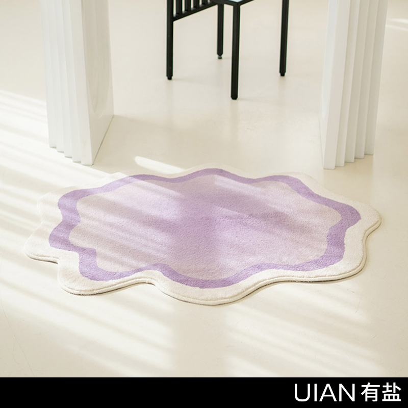 ins風地毯 可愛紫色網紅客廳地墊 臥室椅子地墊 異形漸變現代簡約