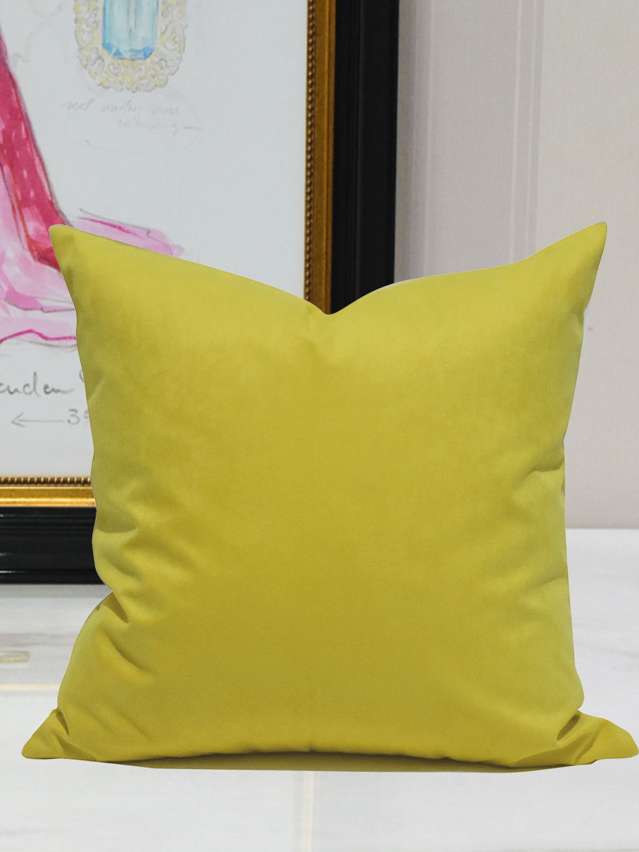 黃色麂皮設計師風格雙面抱枕套簡約現代裝飾沙發靠墊套