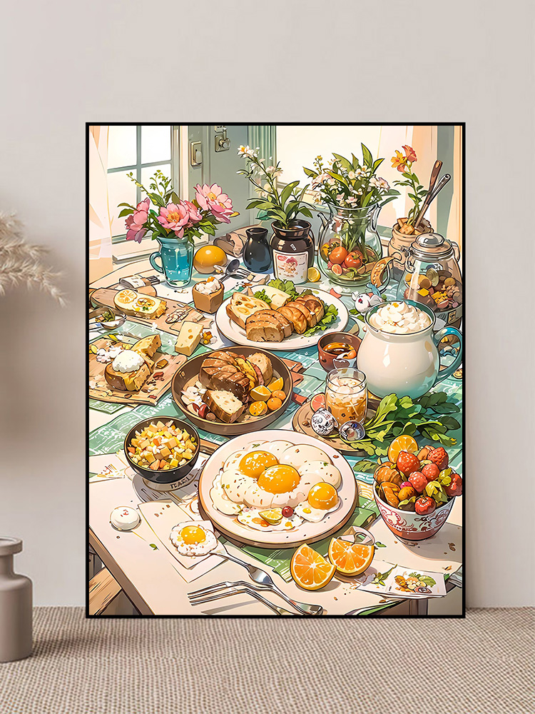 數字油畫DIY下午茶小清新水果派對 手繪裝飾油彩畫 適合客廳臥室裝飾 (3.5折)
