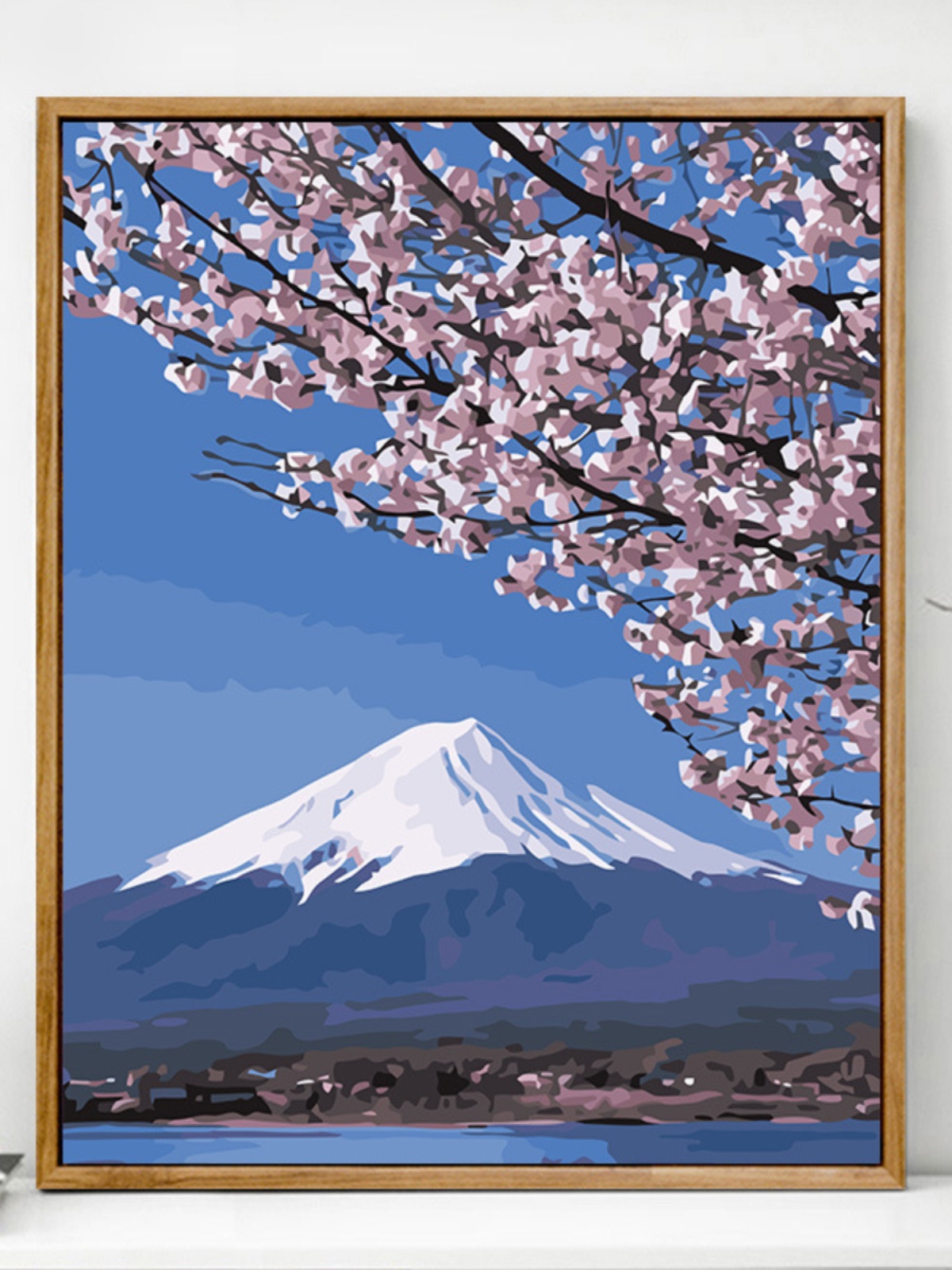 富士山數字油畫diy手繪裝飾畫風景畫填充塗色畫治癒放鬆