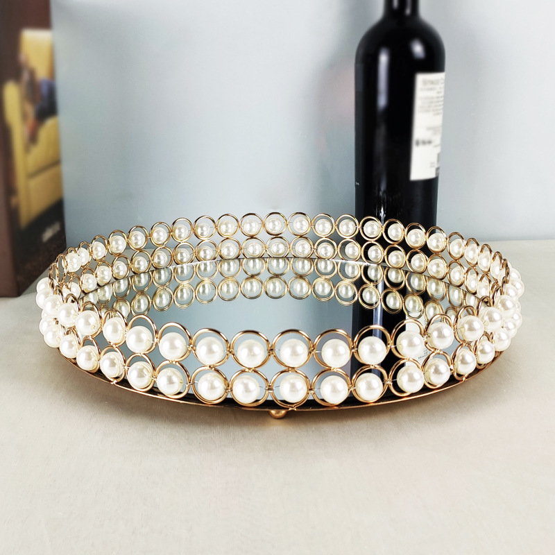 優雅歐式風格掛盤金屬材質可收納化妝品珍珠水果擺盤