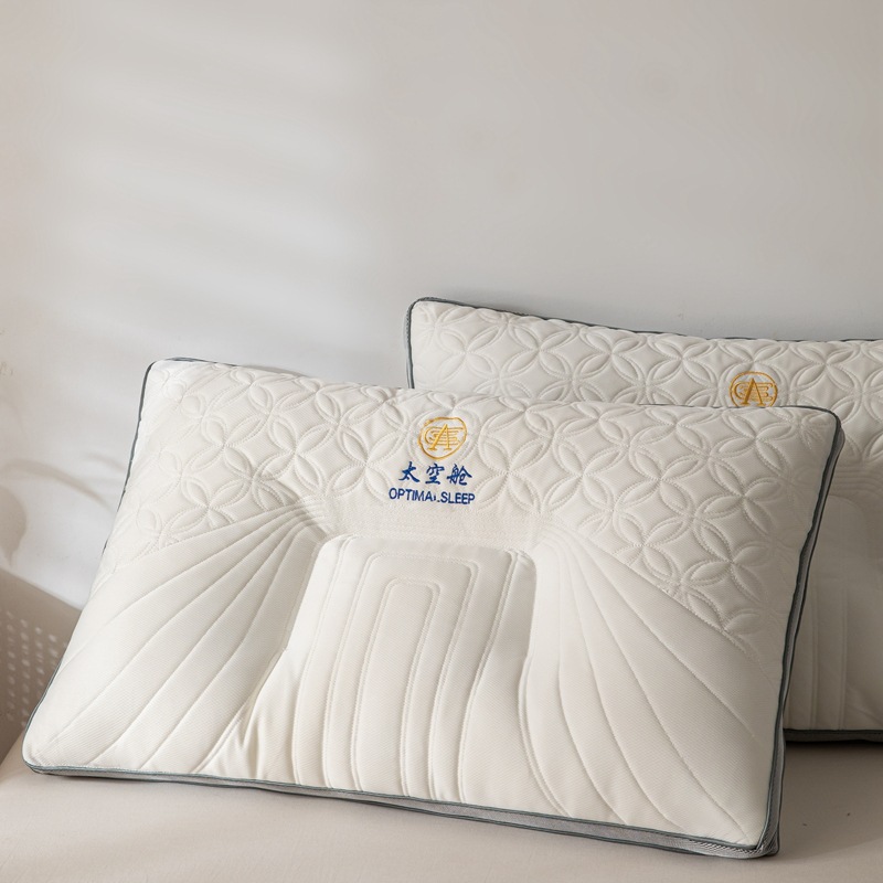 護頸減壓太空艙乳膠枕透氣針織棉防蟎防過敏成人專用枕頭枕芯