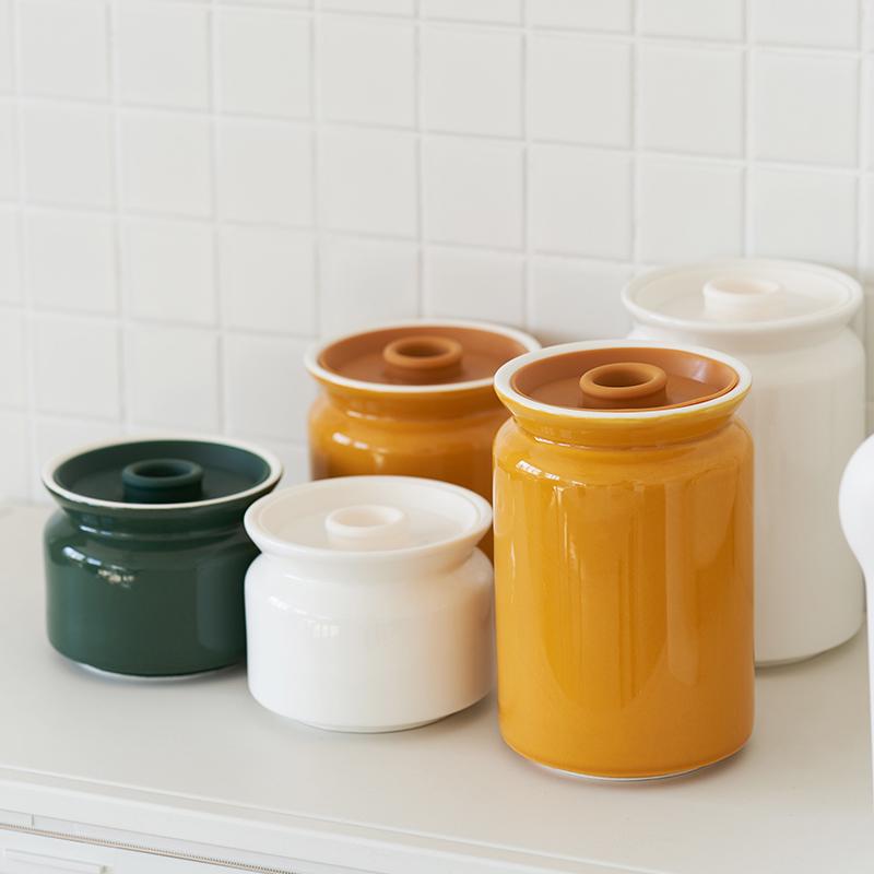 北歐風格馬卡龍色陶瓷密封罐 咖啡豆收納罐 醬料保存調料罐 10件以上
