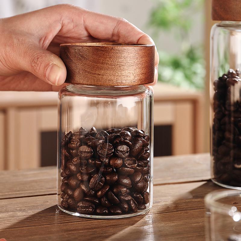 日式復古風玻璃密封罐 圓形食品級咖啡粉咖啡豆隨身分裝茶葉罐