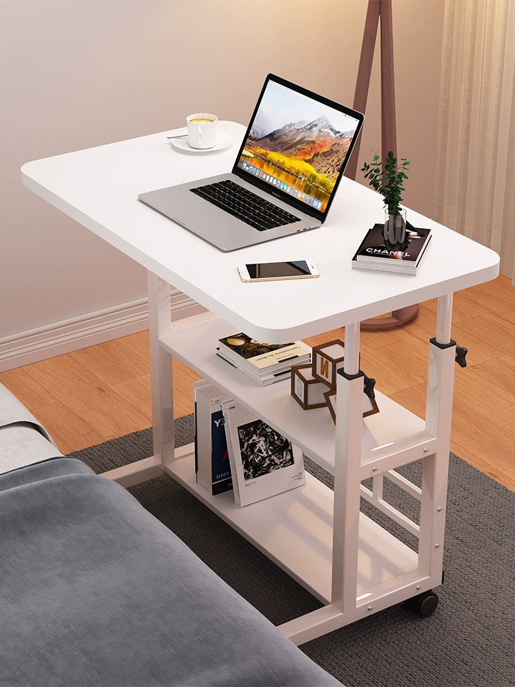 簡約現代可移動電腦桌帶滾輪可調節高度適合筆記本電腦臥室宿舍使用