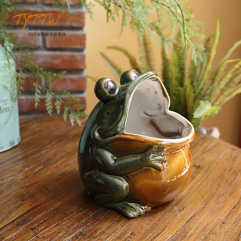 創意動物造型陶瓷擺件美式風格適用於庭院手工製作祝福領導長輩