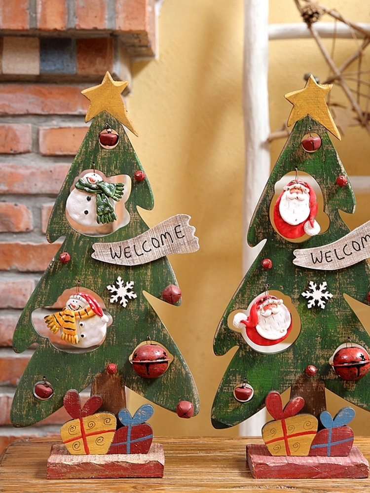復古田園家居裝飾品 木質聖誕樹擺件 溫馨祝福送親友