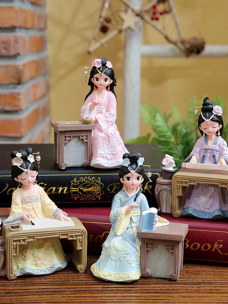 樹脂女孩公仔 閨蜜禮物古風娃娃中國風 客廳桌面擺件
