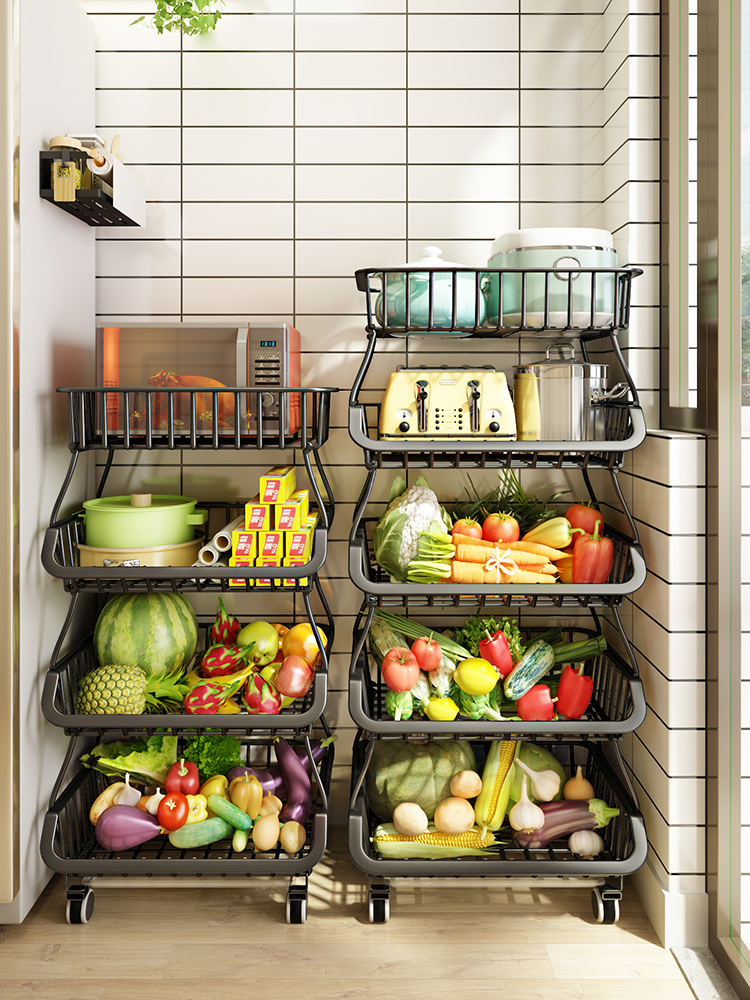 廚房落地多層可移動家用菜架水果菜籃子儲物收納筐
