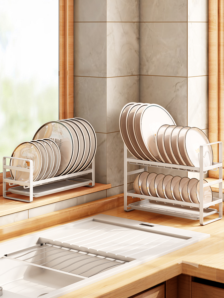 日式 簡約 碗架 瀝水架 白色 小巧 金屬 廚房 置物架 碗盤 收納
