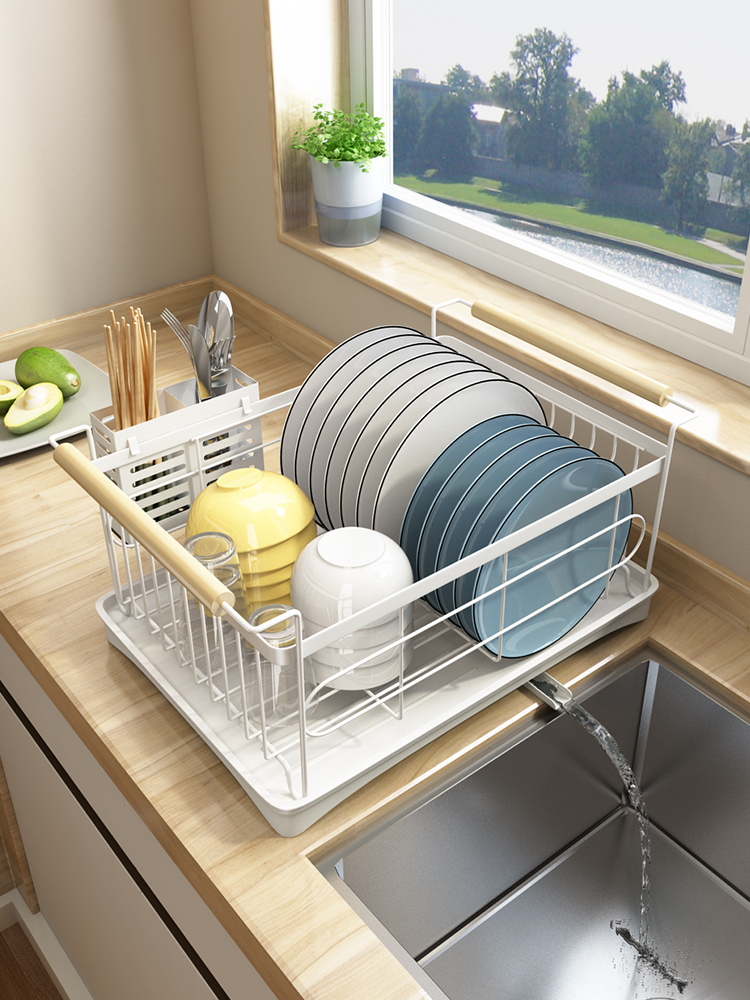 廚房碗碟置物架不鏽鋼台麪晾放碗筷收納洗碗池刀架瀝水籃濾水碗架