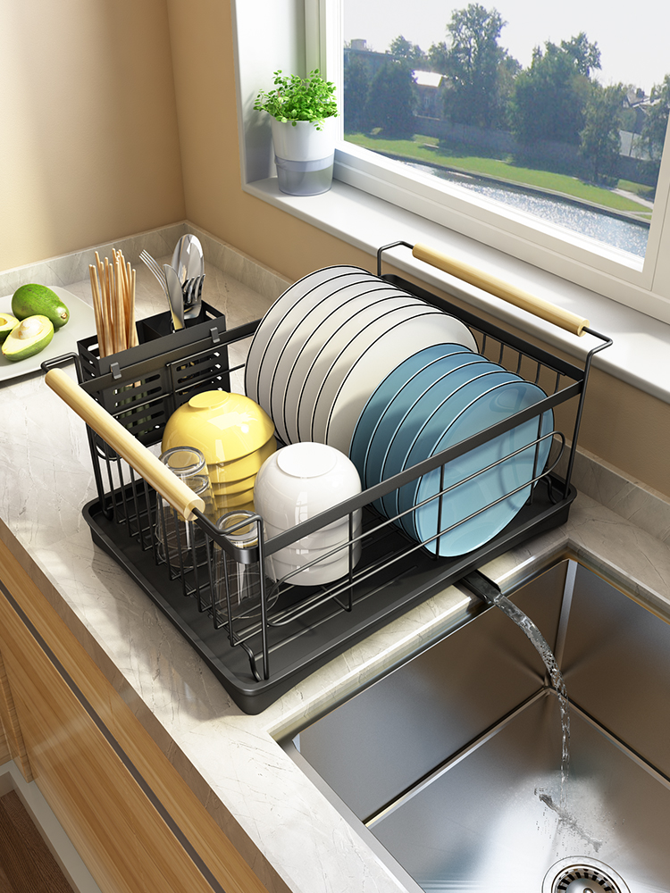 360伸縮排水管 帥仕不鏽鋼單層碗架 家用多功能瀝水置物架 碗盤收納架 (8.3折)