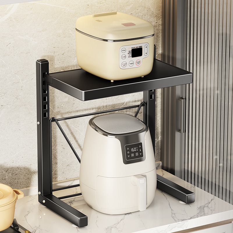 可調節廚房 置物架 雙層置物架 檯面放電器 收納架 空氣炸鍋支架子 (2.3折)