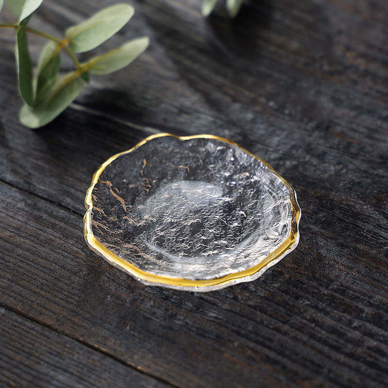 日式玻璃杯墊 錘紋水晶玻璃加厚 不規則隔熱咖啡茶杯託