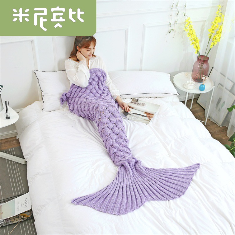 歐式美人魚尾毛毯休閒毯春秋針織沙發毯午睡蓋腿毯