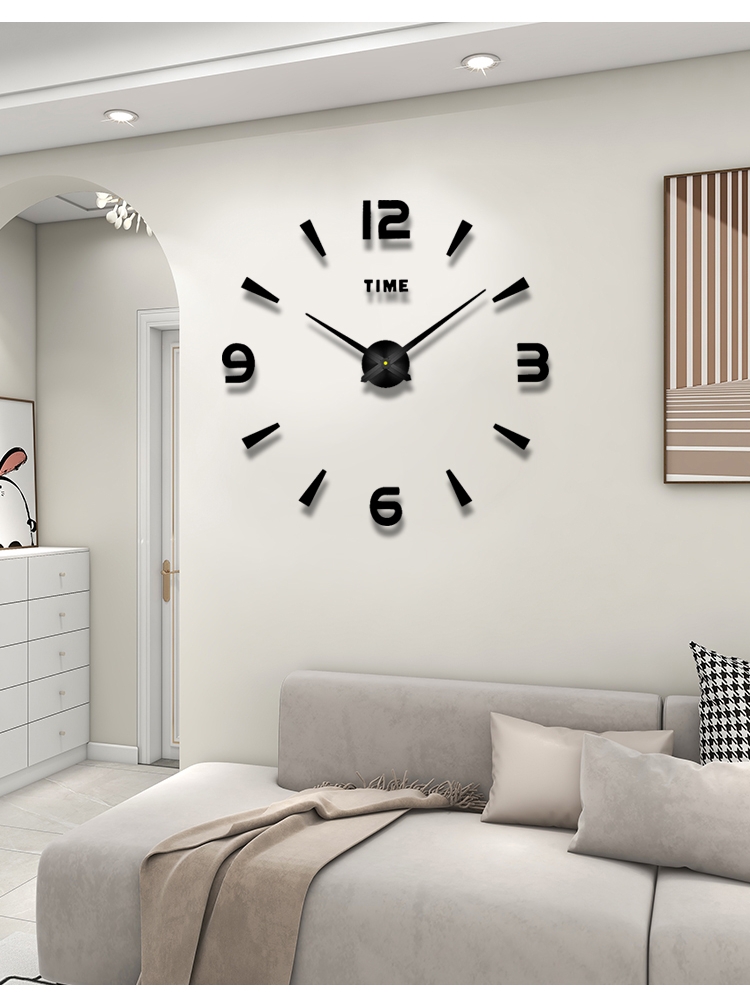 風格極簡3d立體創意掛鐘靜音數字指針鐘錶適合玄關客廳