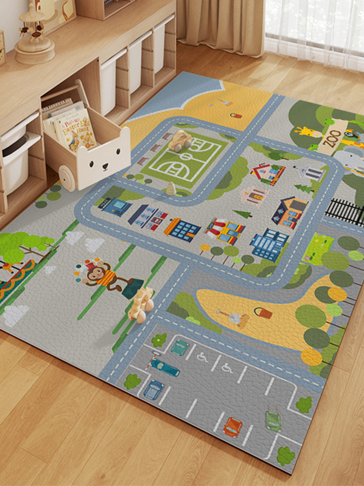 艾貝德兒童房地毯遊戲早教免打理爬行墊閱讀區地毯臥室卡通