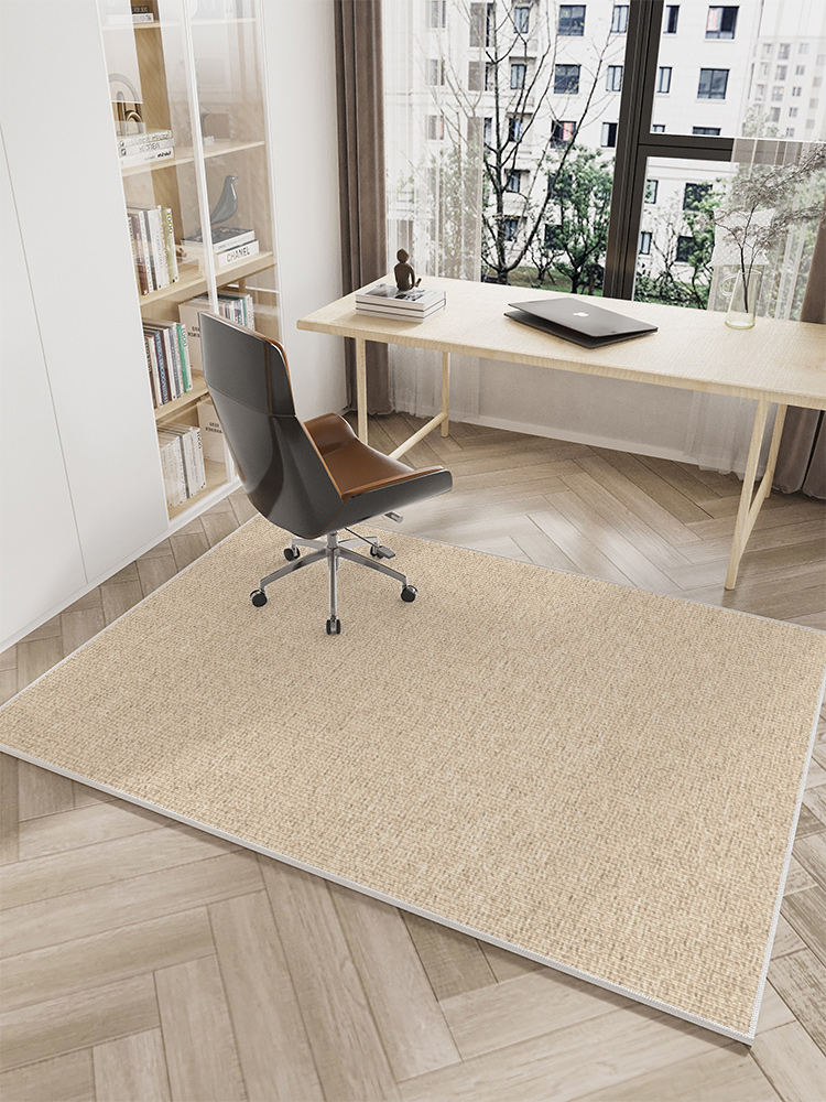 亞麻紋奶油風書房地毯 個性風格辦公室學習專用地墊