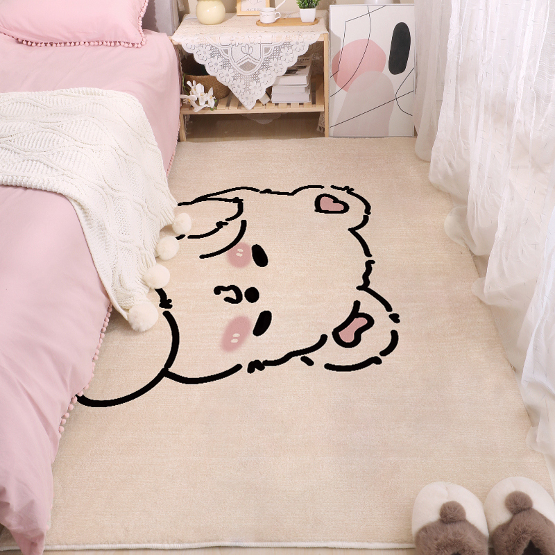 少女心爆棚可愛卡通風臥室床邊地毯打造專屬夢幻空間